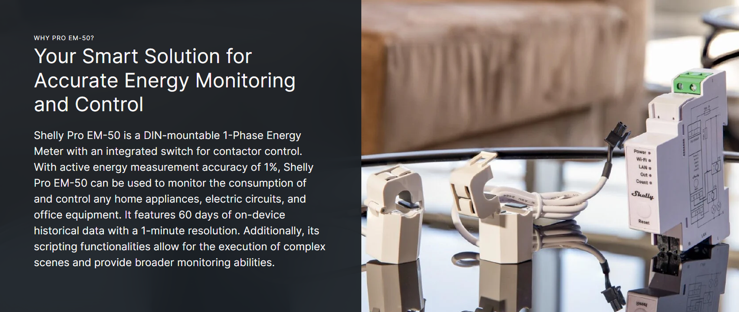 SHELLYPROEM SHELLY SINGLE PHASE DIN RAIL ENERGY METER PRO